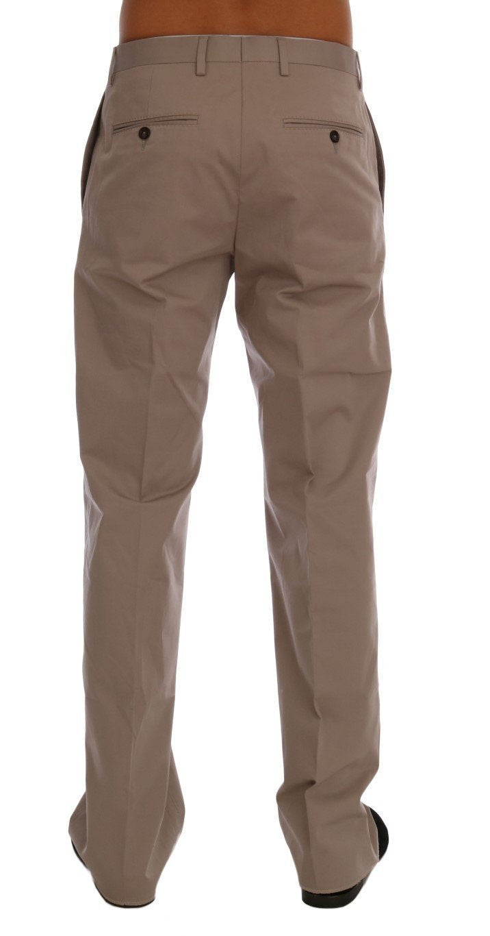 Beige Cotton Stretch Chinos Pants