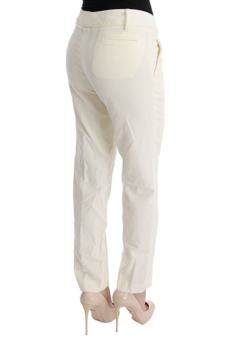 White Cotton Regular Fit Casual Pants