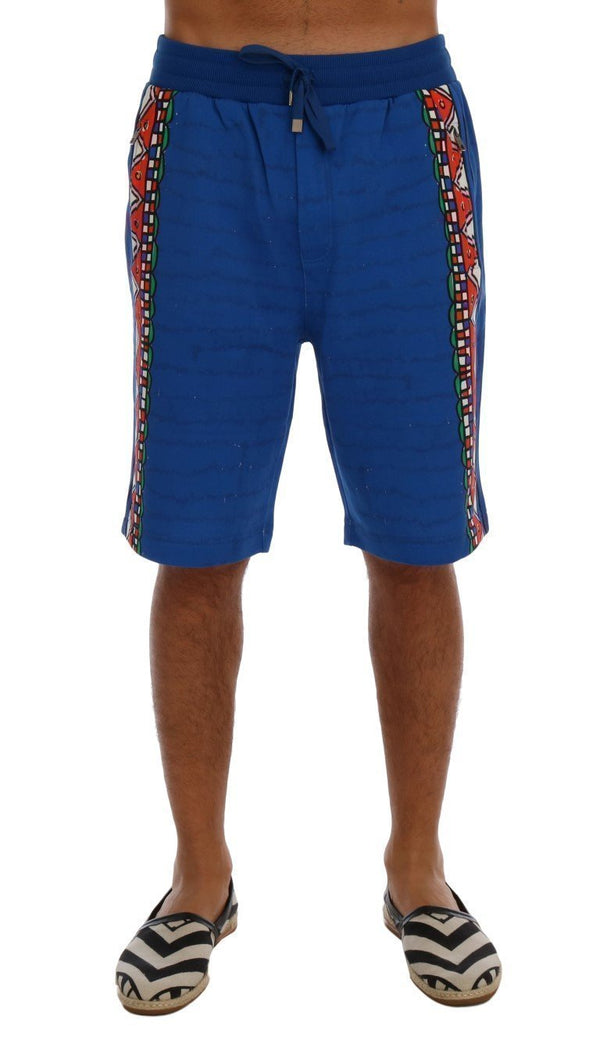 Blue Cotton Above Knees Casual Shorts