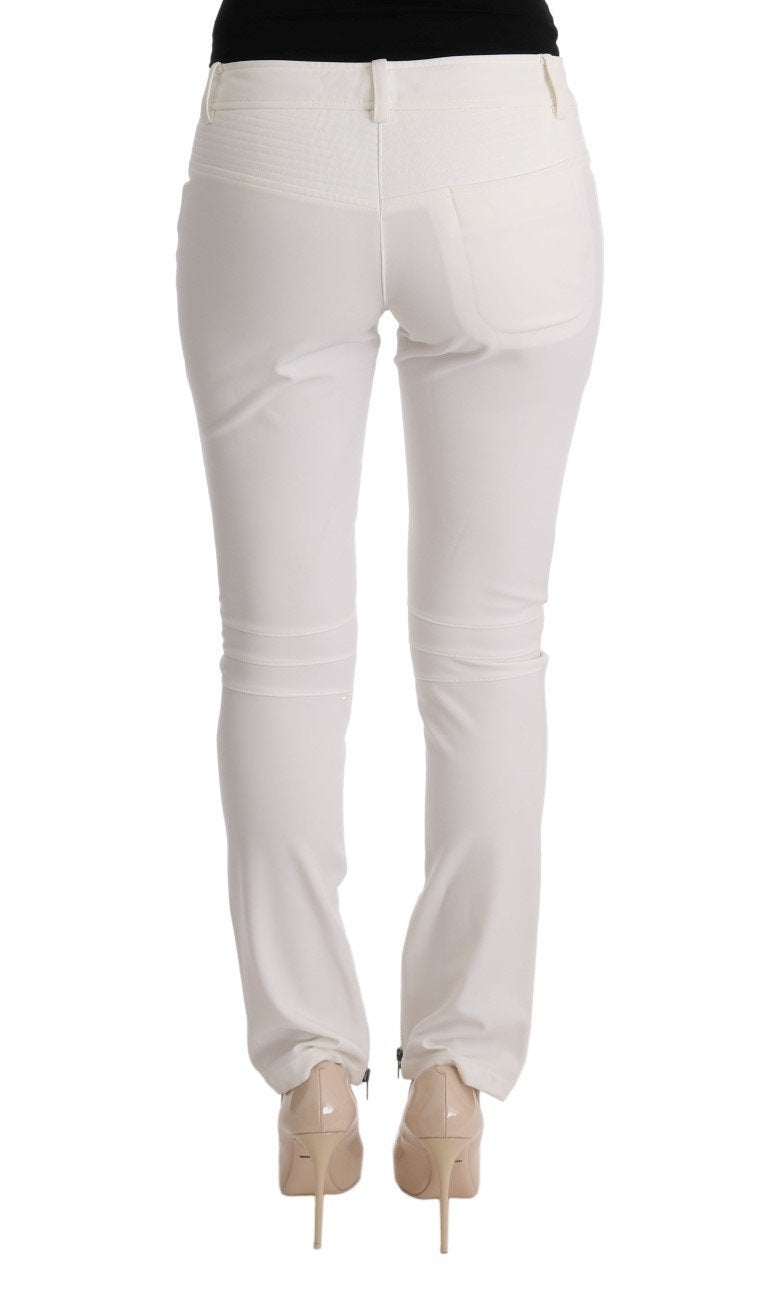 White Cotton Slim Fit Casual Pants