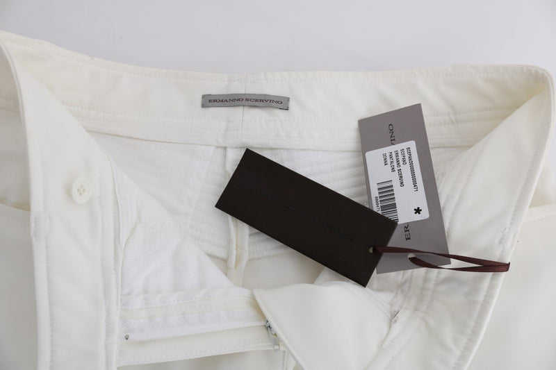 White Cotton Slim Fit Casual Pants