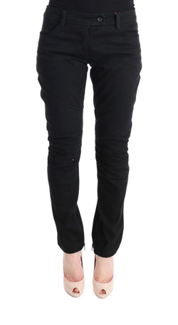 Black Cotton Slim Fit Casual Pants