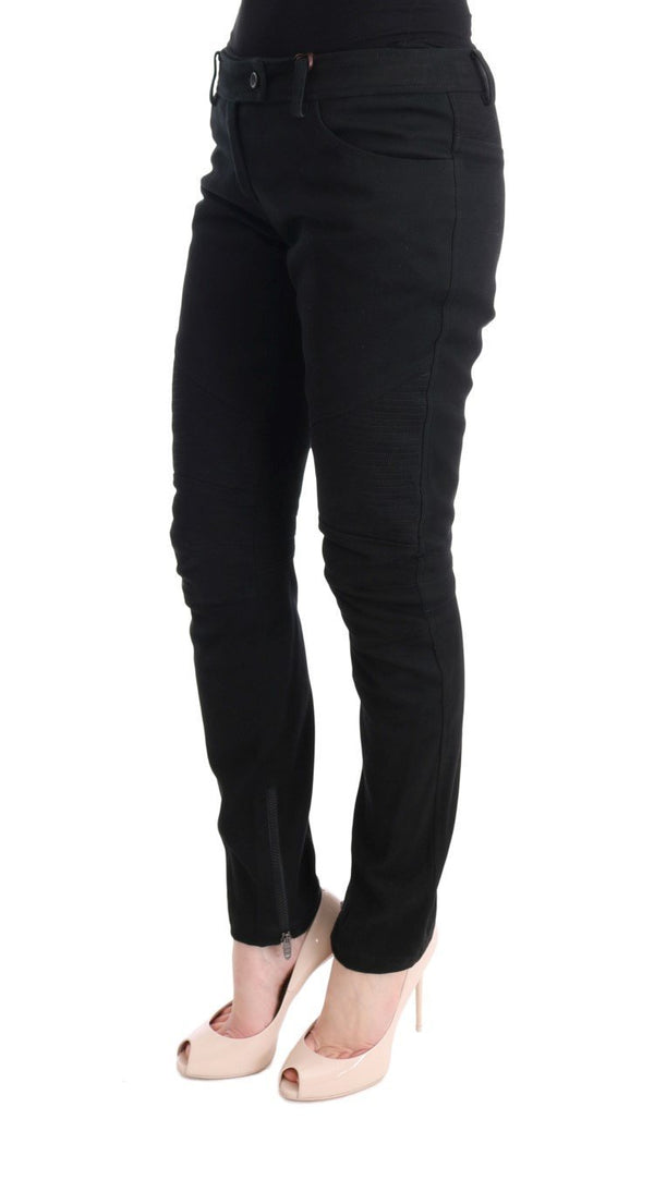 Black Cotton Slim Fit Casual Pants