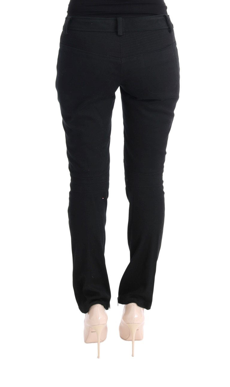 Black Cotton Slim Fit Casual Pants