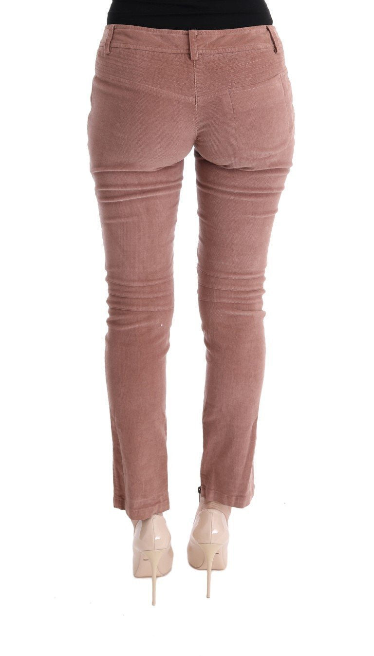 Pink Velvet Cropped Casual Pants