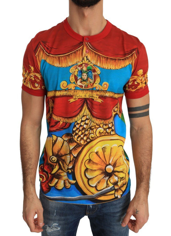 Red Cotton Henley T-Shirt