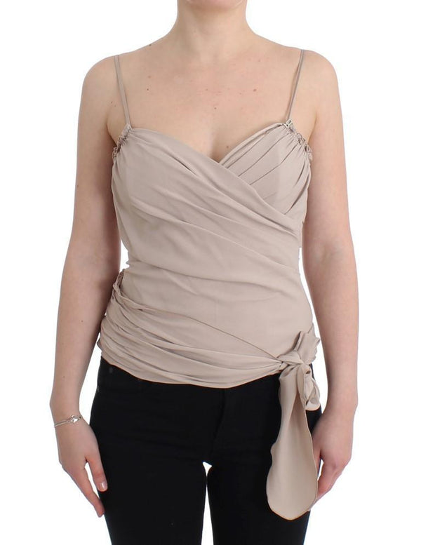 Beige crêpe tank top