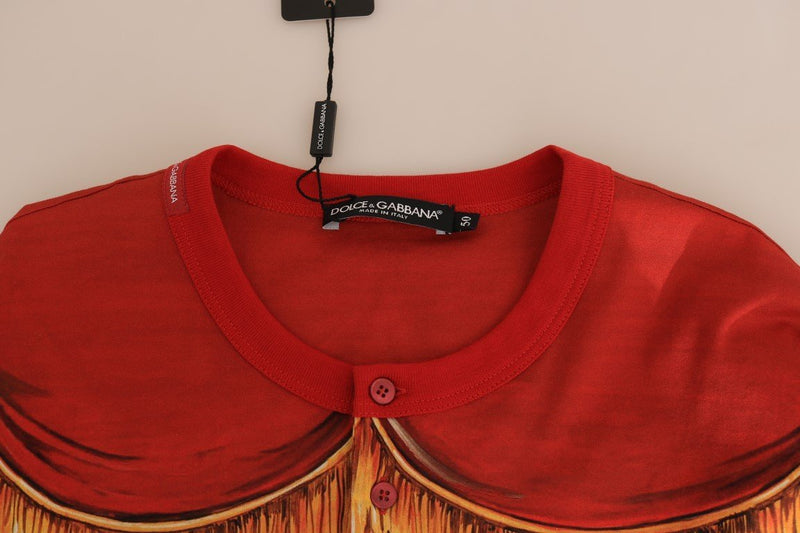 Red Cotton Henley T-Shirt