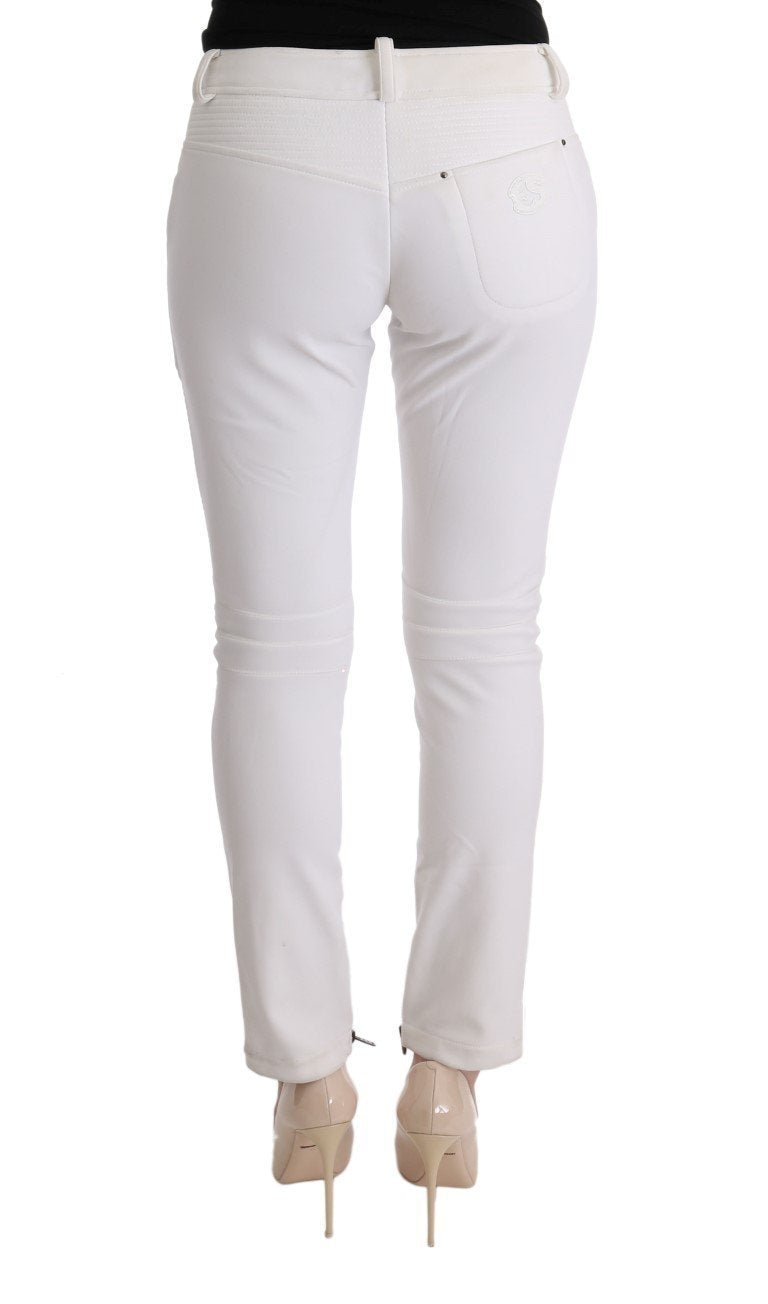 White Cotton Slim Fit Casual Pants