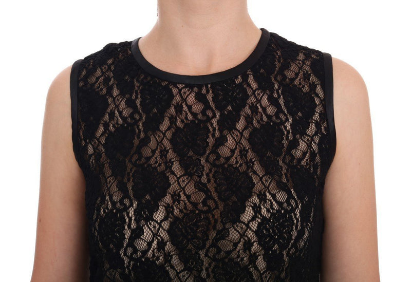 Black Ricamo Lace Transparent Blouse