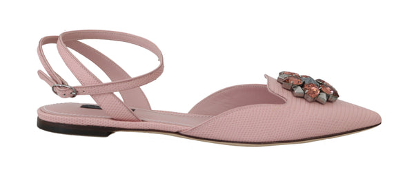 Pink Leather Iguana Crystal Sandal