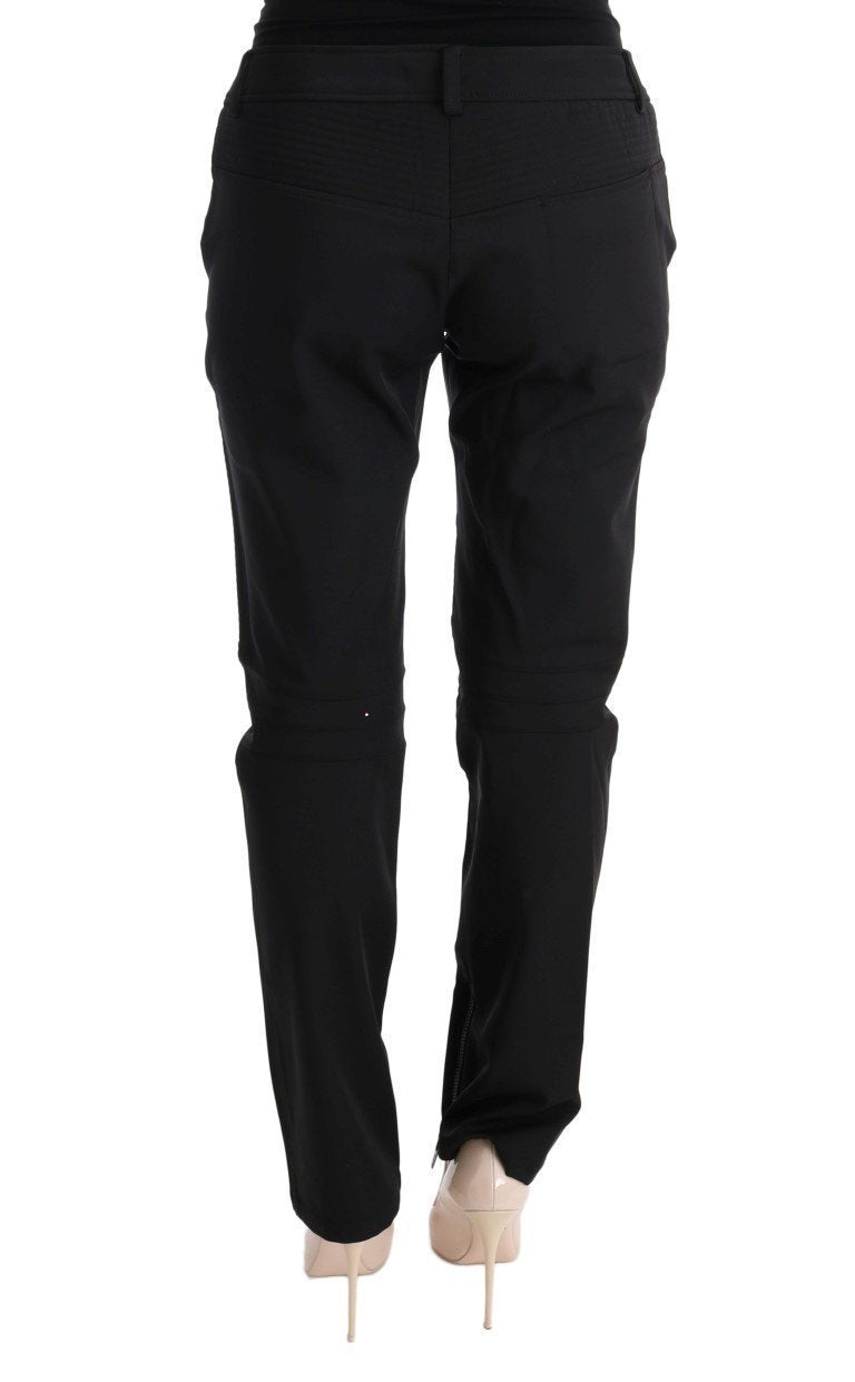 Black Cotton Slim Fit Casual Pants