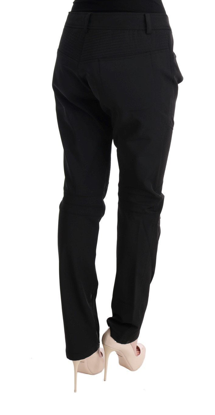 Black Cotton Slim Fit Casual Pants