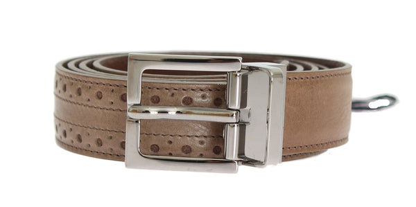 Beige Brown Leather Belt