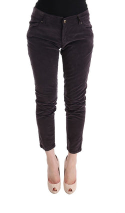 Brown Cotton Cropped Casual Pants