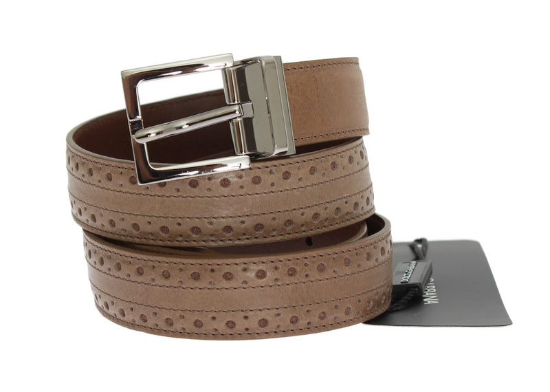 Beige Brown Leather Belt