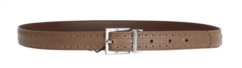 Beige Brown Leather Belt