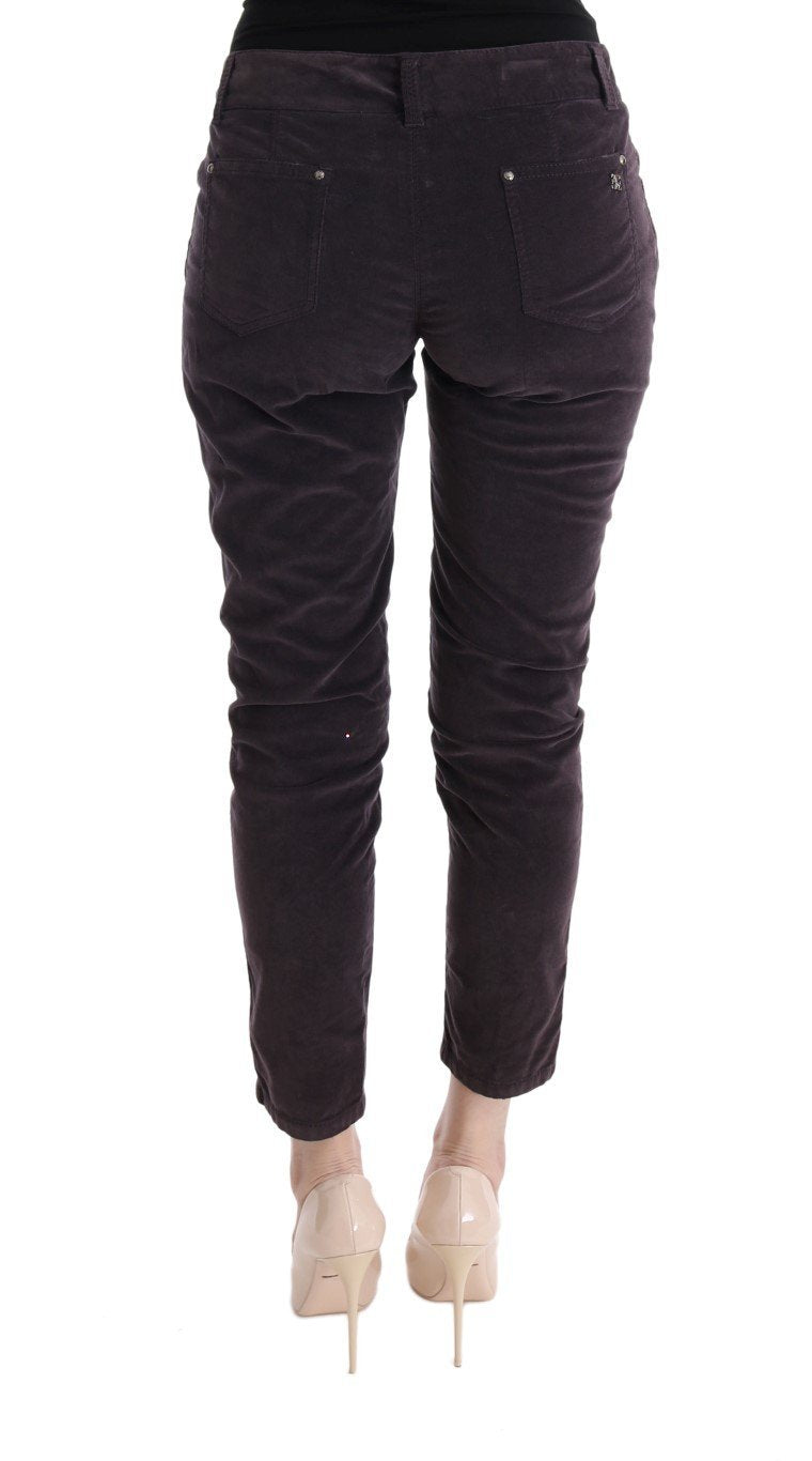 Brown Cotton Cropped Casual Pants