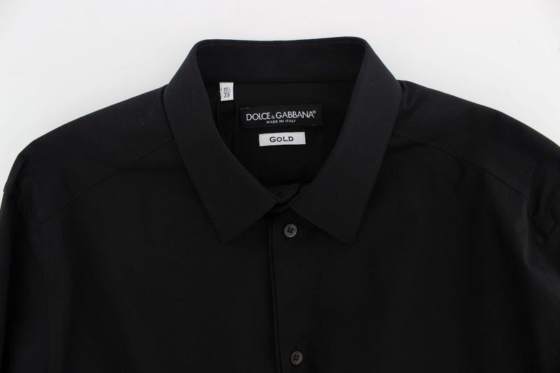 Black cotton stretch slim fit casual shirt