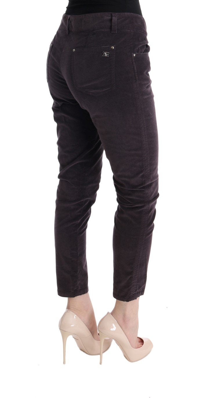 Brown Cotton Cropped Casual Pants