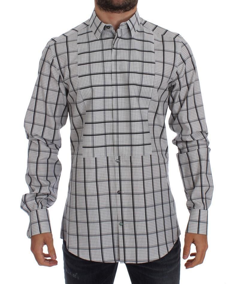 White Black Checkered Cotton Mens Shirt