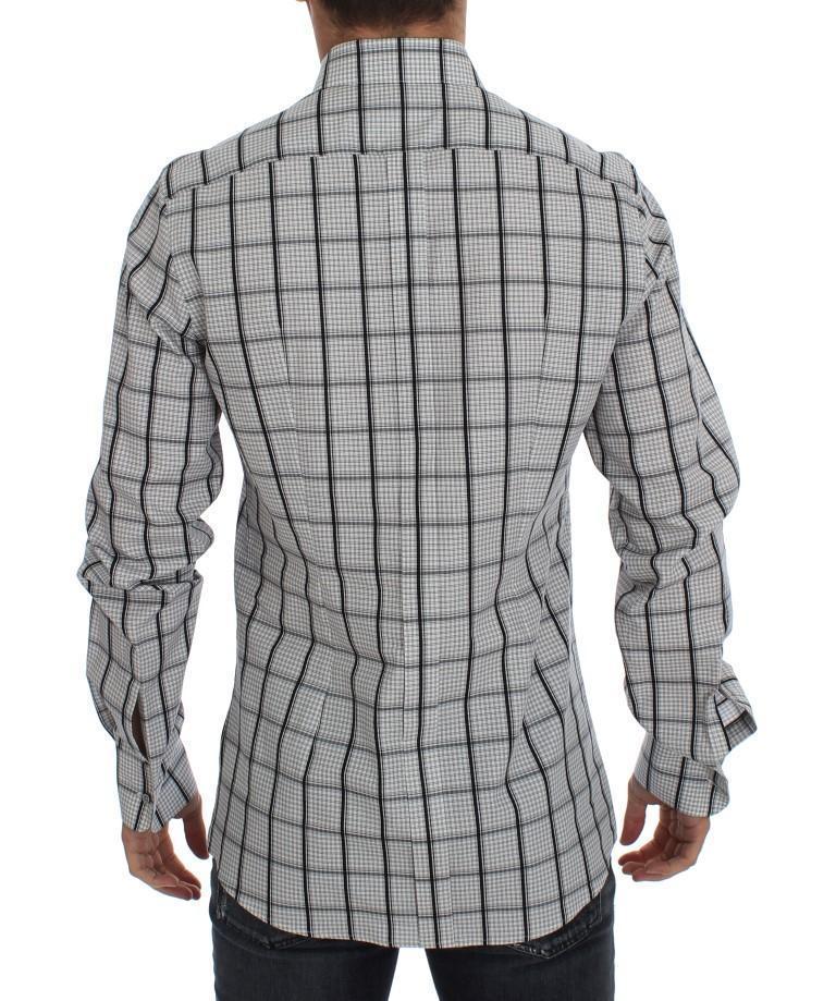 White Black Checkered Cotton Mens Shirt