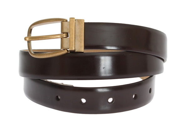 Brown Leather Gold Buckle Belt