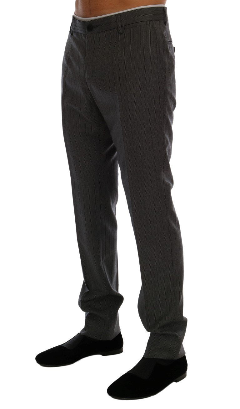 Gray Wool Striped Formal Pants