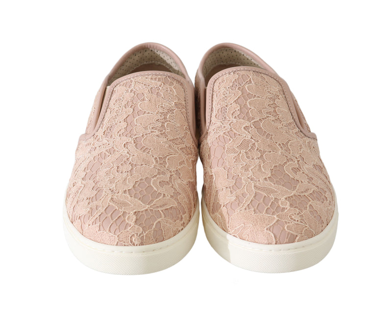 Pink Leather Lace Slip On Loafers