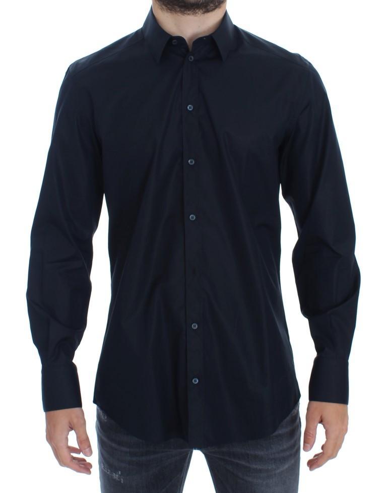 Blue cotton slim fit casual shirt