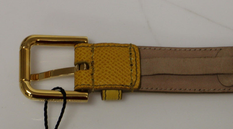 Yellow Leather Gold Logo Belt