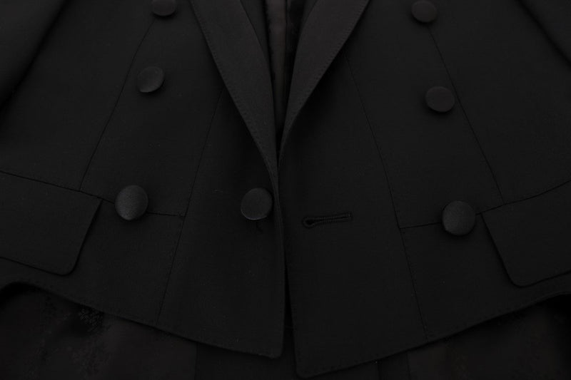 Black Wool Silk Tuxedo Blazer Tailcoat