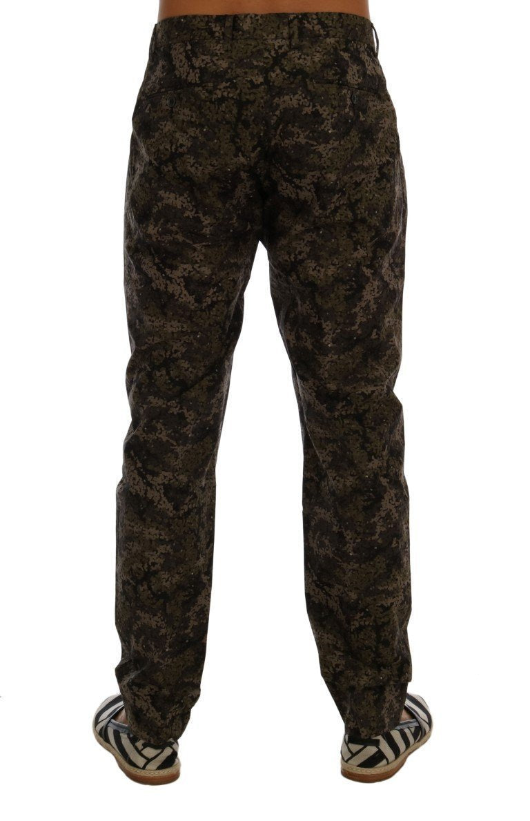 Black Green Cotton Military Pattern Pants
