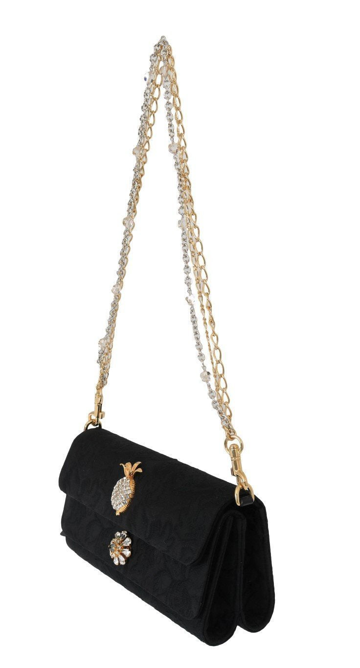 Black DORINA Brocade Crystal Shoulder Bag