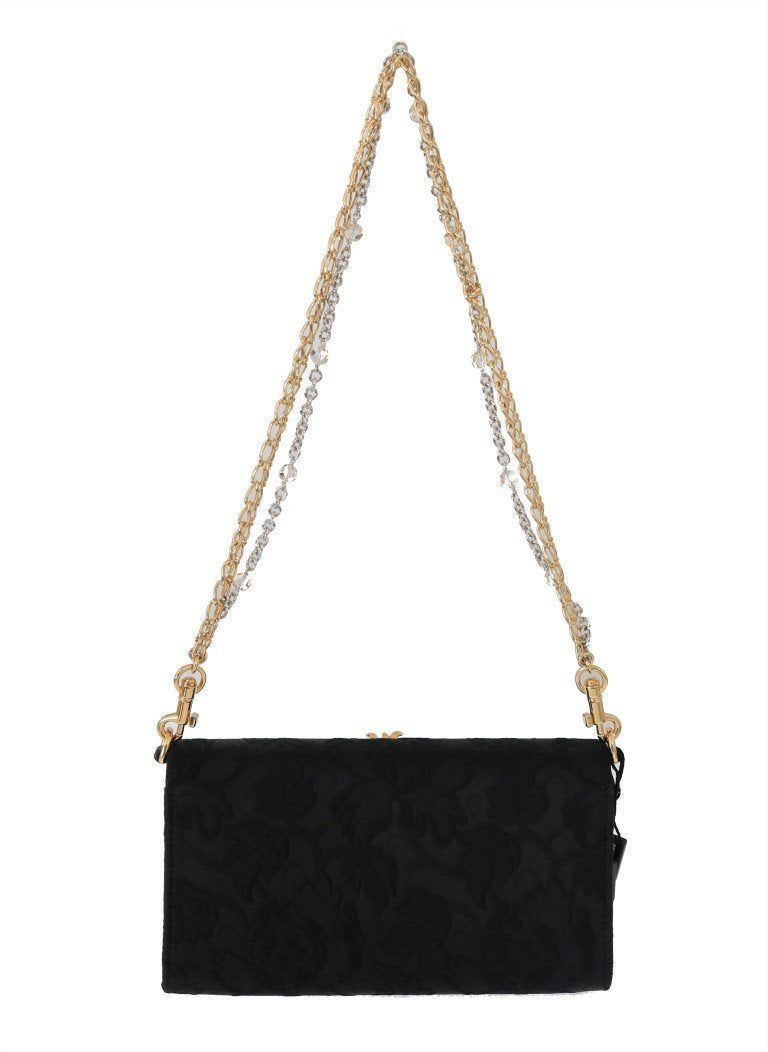 Black DORINA Brocade Crystal Shoulder Bag