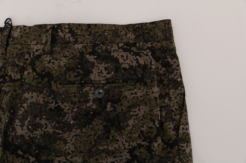 Black Green Cotton Military Pattern Pants