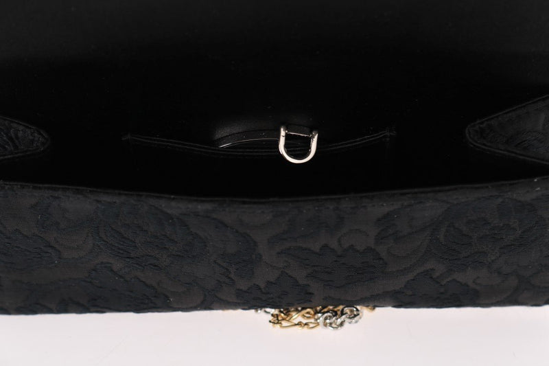 Black DORINA Brocade Crystal Shoulder Bag