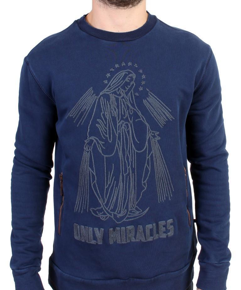 Blue crewneck cotton sweater