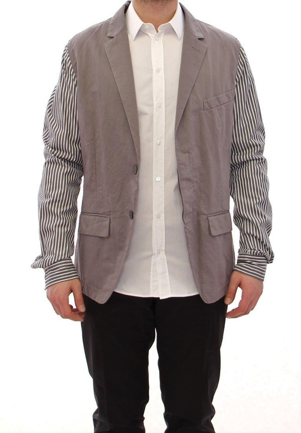 Gray striped cotton blazer