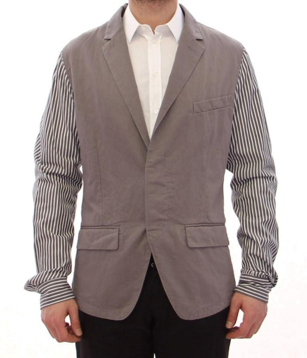 Gray striped cotton blazer