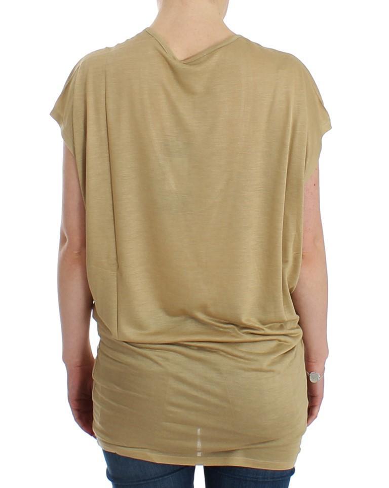 Beige motive print t-shirt