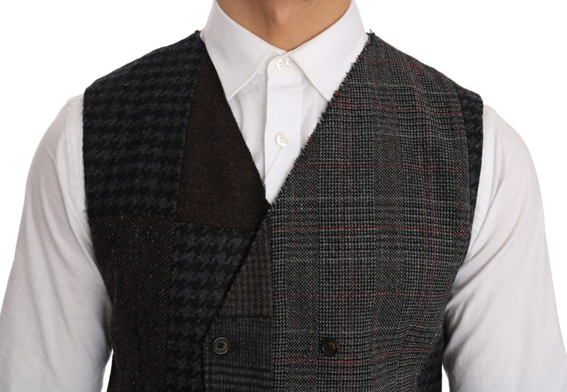 Brown Wool Check Pattern Vest