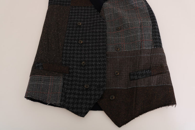 Brown Wool Check Pattern Vest