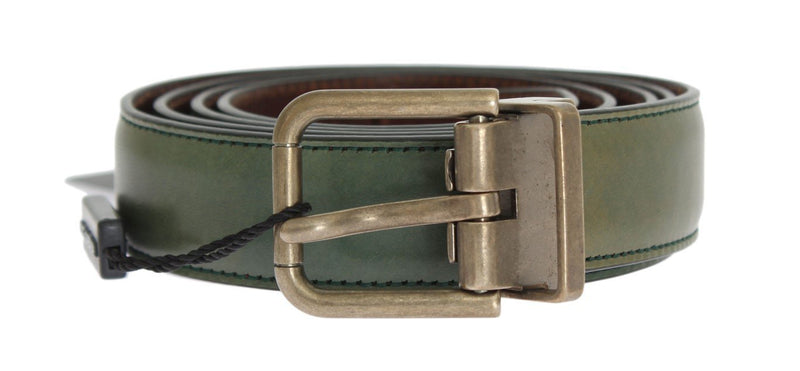 Green Leather Gold Buckle Belt