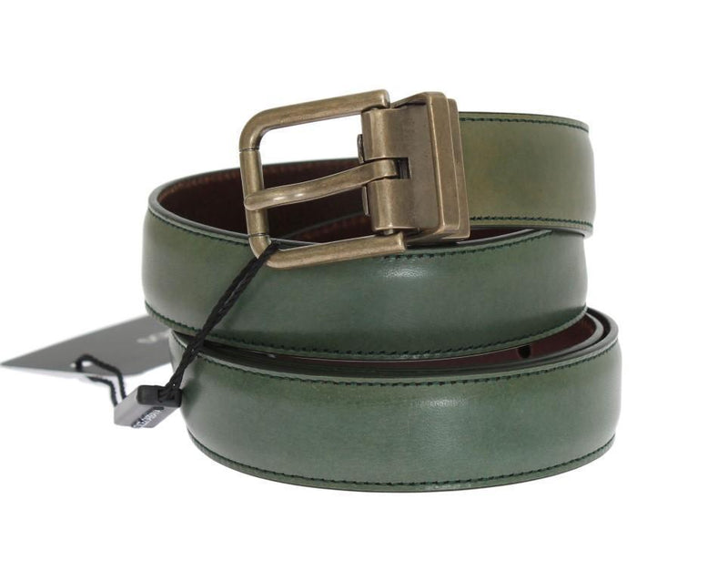 Green Leather Gold Buckle Belt