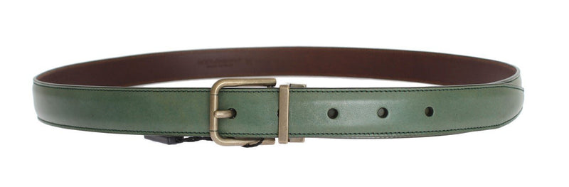 Green Leather Gold Buckle Belt