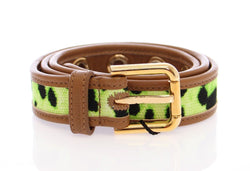 Green Leopard Leather Logo Belt