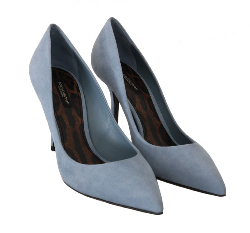 Blue Suede Leather Pumps Heels