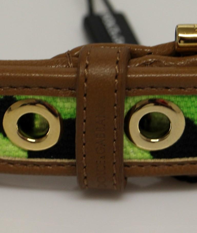 Green Leopard Leather Logo Belt