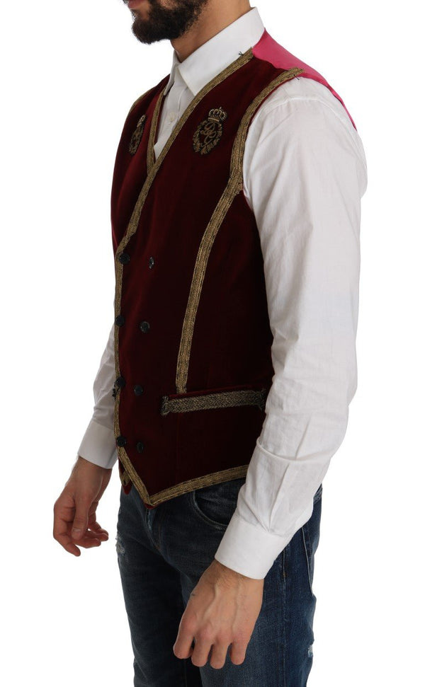 Bordeaux Velvet Gold Crown Vest